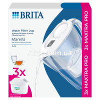 BRITA Marella Фільтр глечик білий 2,4 л + 3 картриджа MaxtraPro