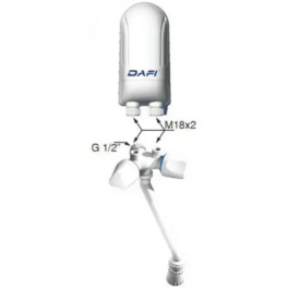 DAFI IPX5 Проточний електричний нагрівач 3,7 кВт з білим змішувачем - Фото№3
