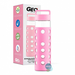 Geo Стеклянная бутылка с чехлом, розовая BT224ZGPK - Фото№3