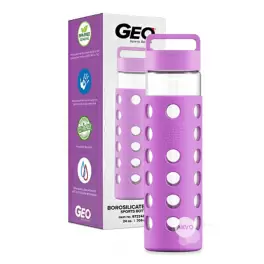Geo Скляна пляшка з чохлом, фіолетова BT224ZGPP - Фото№3