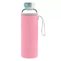 Geo Скляна пляшка з чохлом та ручкою, 0,53 л, рожева BT18ZGPK