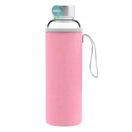 Geo Скляна пляшка з чохлом та ручкою, 0,53 л, рожева BT18ZGPK - Фото№2