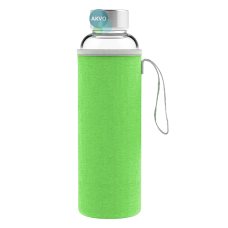 Geo Стеклянная бутылка с чехлом и ручкой, 0,53 л, зеленая BT18ZGGN