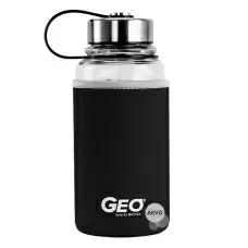 Geo Скляна пляшка з чохлом та ручкою, 1 л, чорна BTG1LSCSBLK