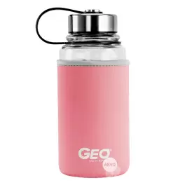 Geo Стеклянная бутылка с чехлом и ручкой, 1 л, розовая BTG1LSCSPK - Фото№2