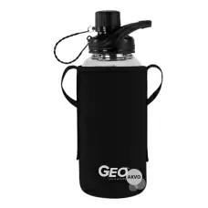 Geo Скляна пляшка з чохлом та втулкою, 1 л, чорна BTG1LRWHBLK