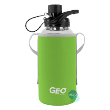 Geo Стеклянная бутылка с чехлом и втулкой, 1 л, зеленая BTG1LRWHGRN